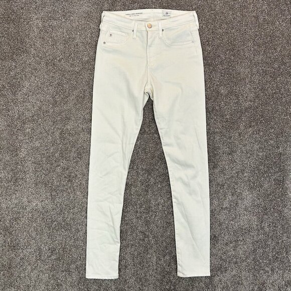 AG Women's Farrah Ankle Seamless Skinny Jeans Size 26 R Ivory Mid Rise EUC - Picture 3 of 16